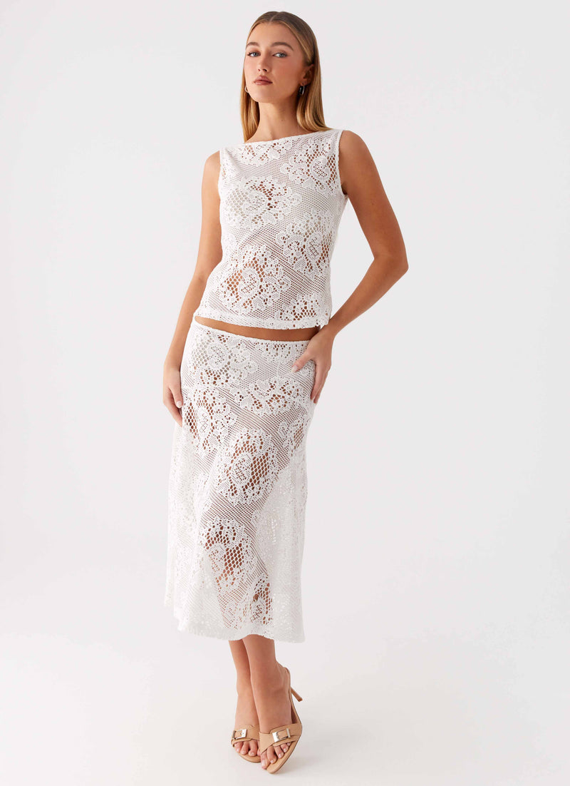 Virelle Lace Midi Skirt - Ivory