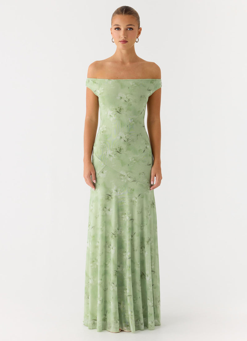 Wasting Time Maxi Dress - Blurred Lime