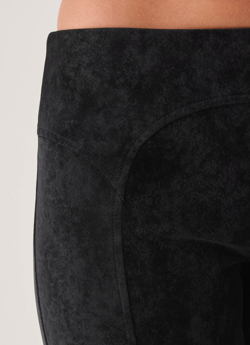 Wild Fire Faux Suede Low Rise Pant - Black