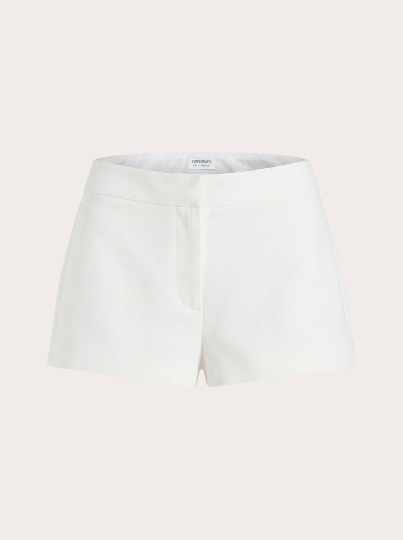 Yena Crepe Low Rise Shorts - White
