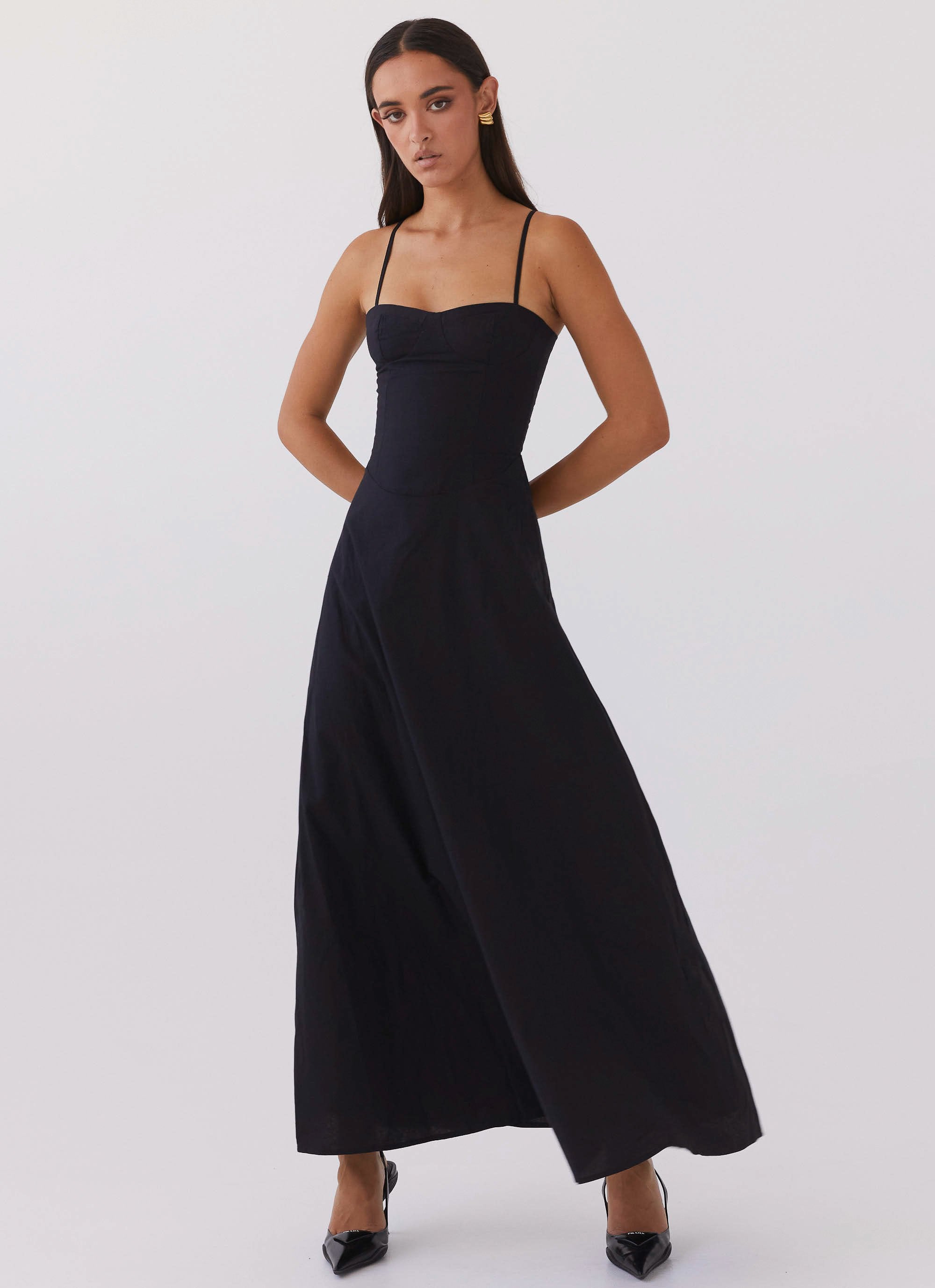 Angelina Linen Maxi Dress - Black Peppermayo Angelina Linen Maxi Dress - Black Peppermayo