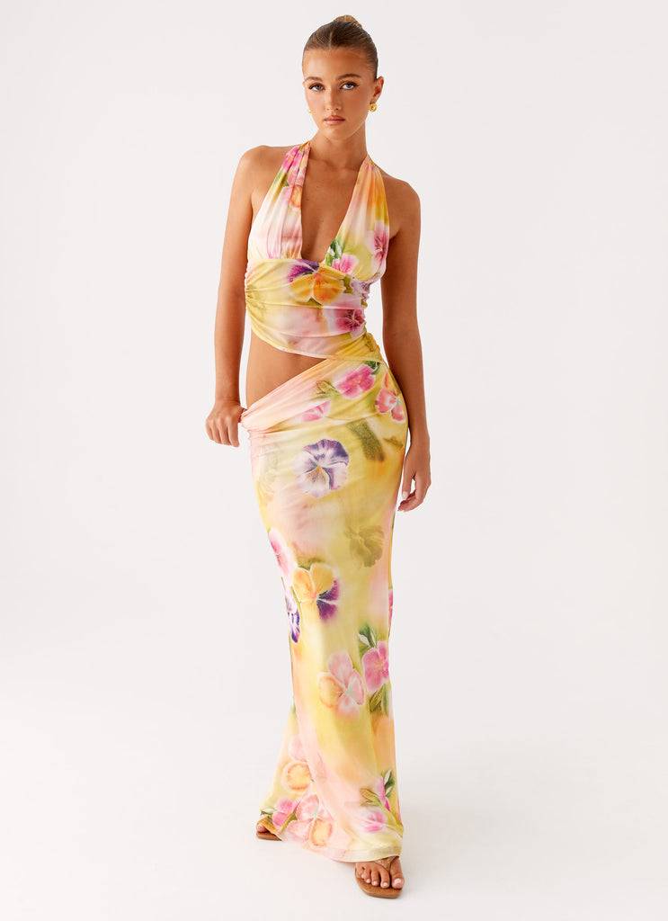Main Act Halter Maxi Dress Sunburst Floral 5 Peppermayo