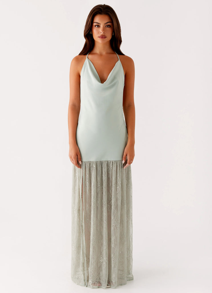 Kylie Maxi Dress Sage 1 Peppermayo