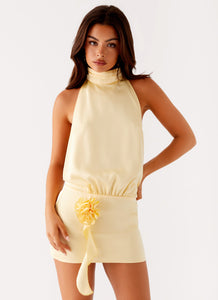 Birdie Halterneck Mini Dres Yellow 4 Peppermayo