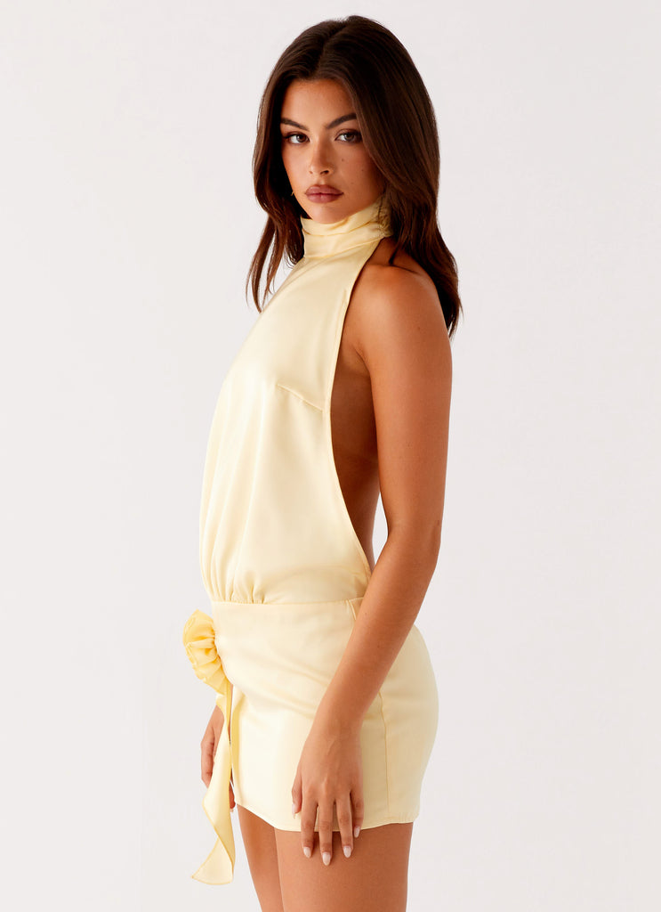 Birdie Halterneck Mini Dres Yellow 2 Peppermayo