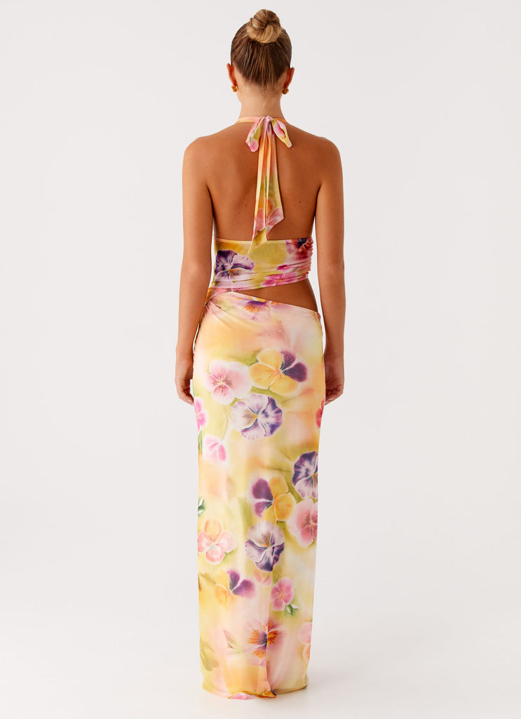 Main Act Halter Maxi Dress Sunburst Floral 4 Peppermayo