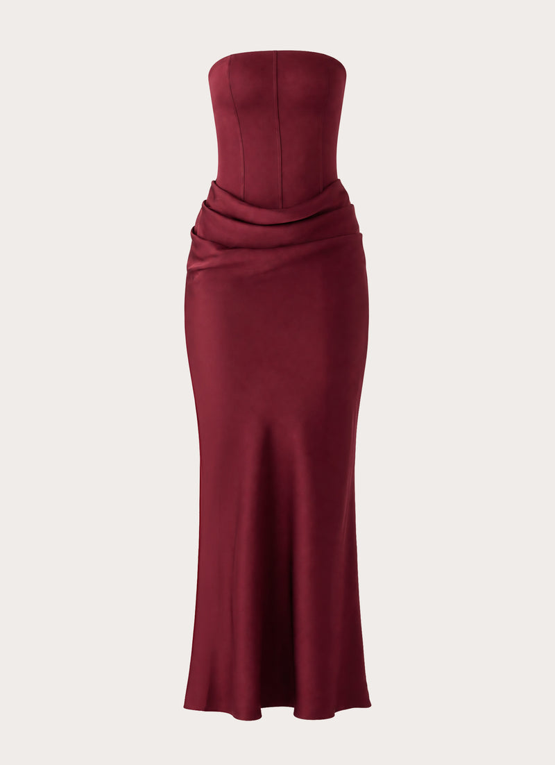 Adara Corset Maxi Dress - Burgundy