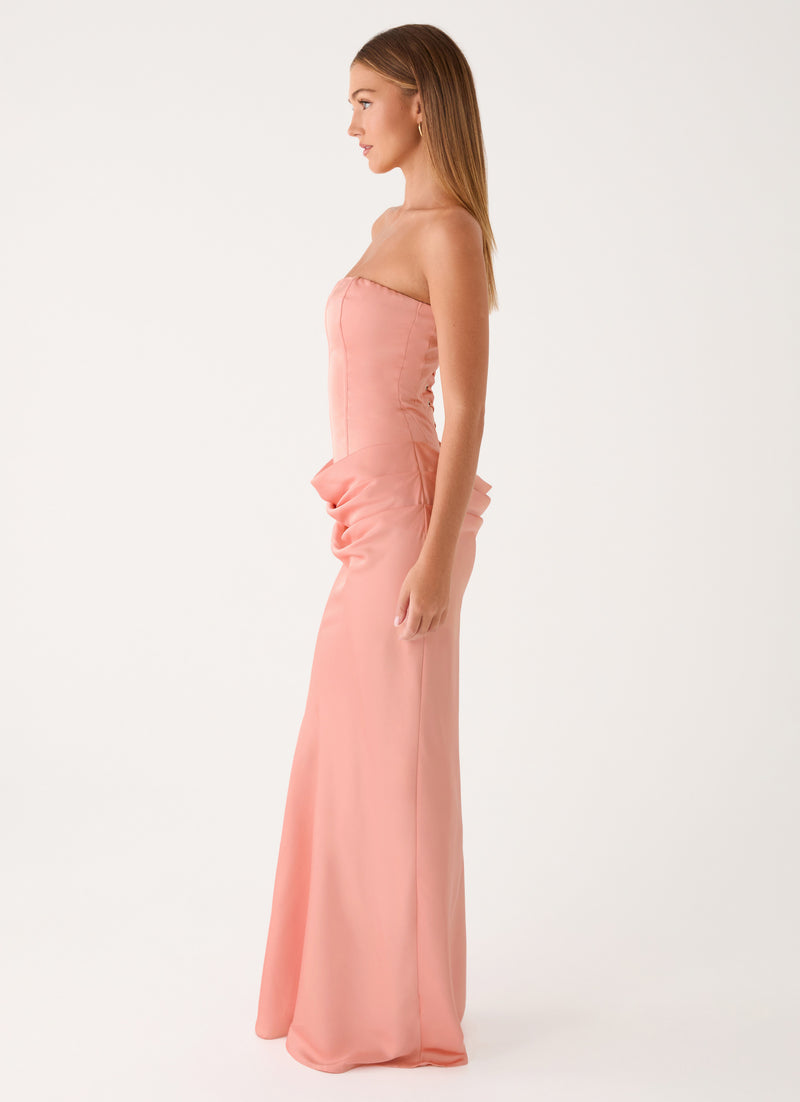 Adara Corset Maxi Dress - Peach