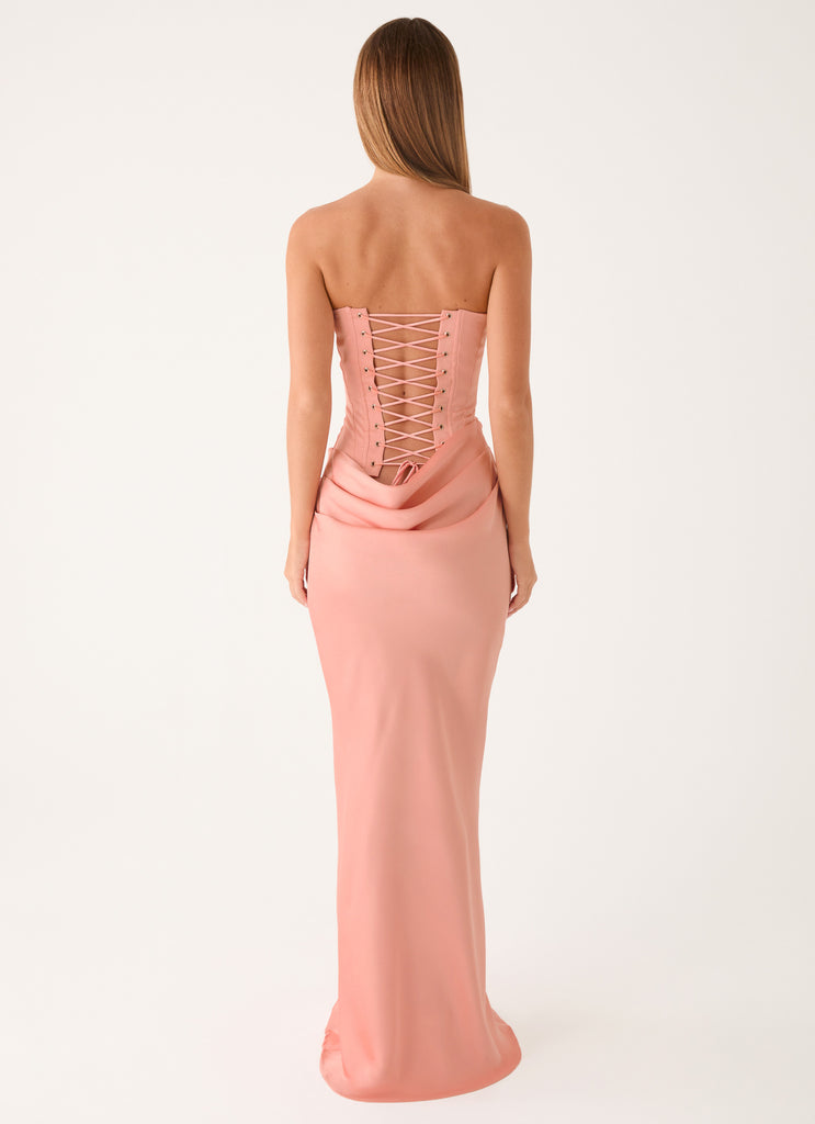 Adara Corset Maxi Dress - Peach