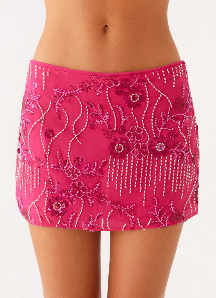 Adored By You Mini Skirt - Fuschia