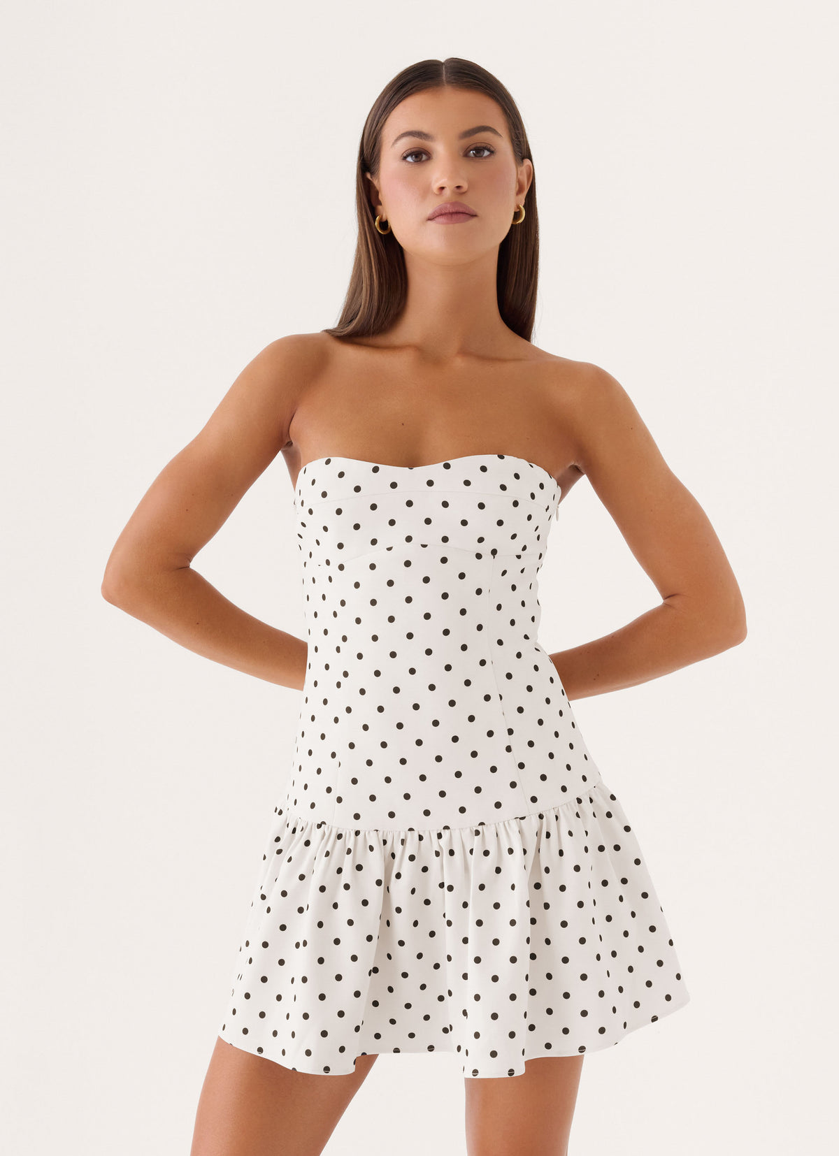 Adriana Mini Dress - Cream Polka Dot