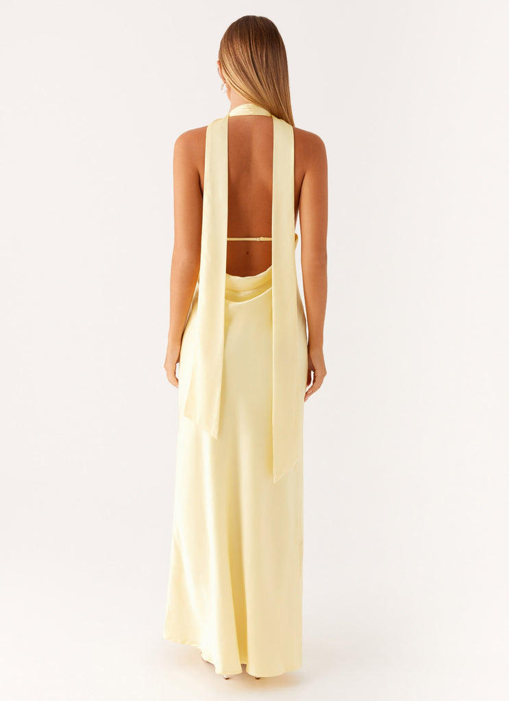 Alicia Satin Halter Maxi Dress - Yellow – Peppermayo