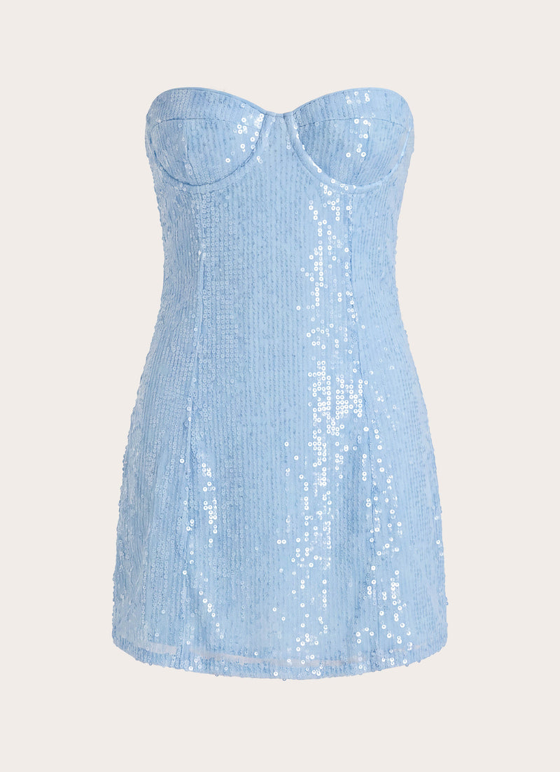 Aloria Sequin Bustier Mini Dress - Blue