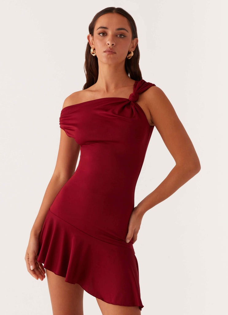 Amaya Twist Mini Dress - Maroon