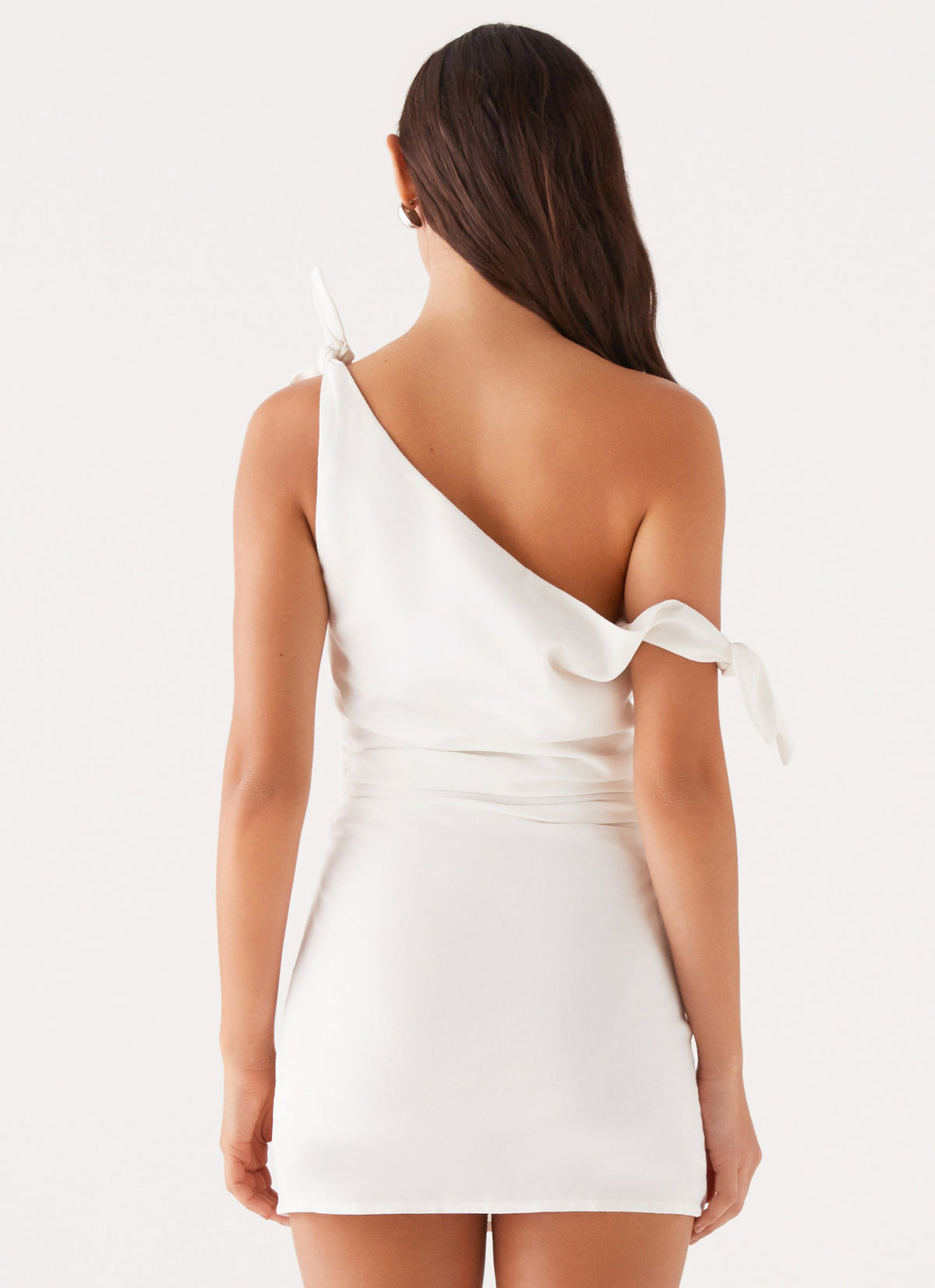 Womens Amazonia Linen Mini Dress in the colour White in front of a light grey background