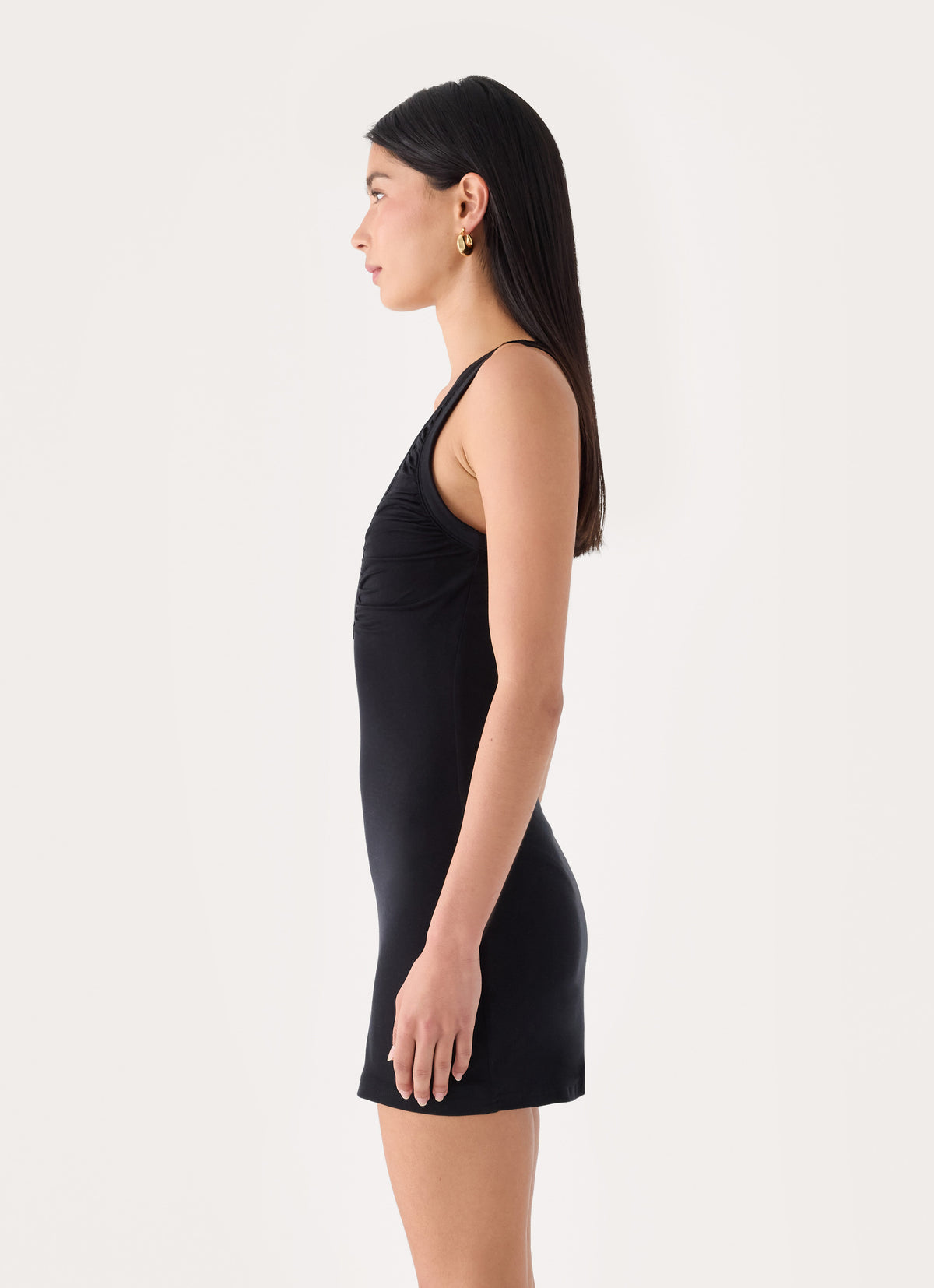 Amelina Ruched Mini Dress - Black
