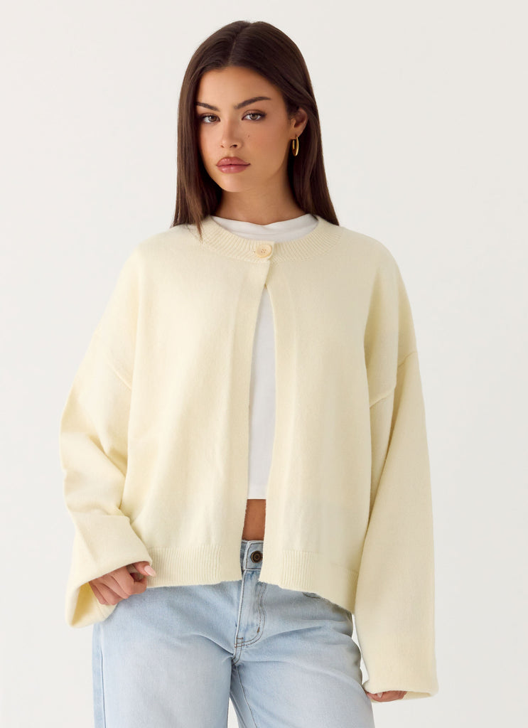 Annie One Button Cardigan - Ivory Cream