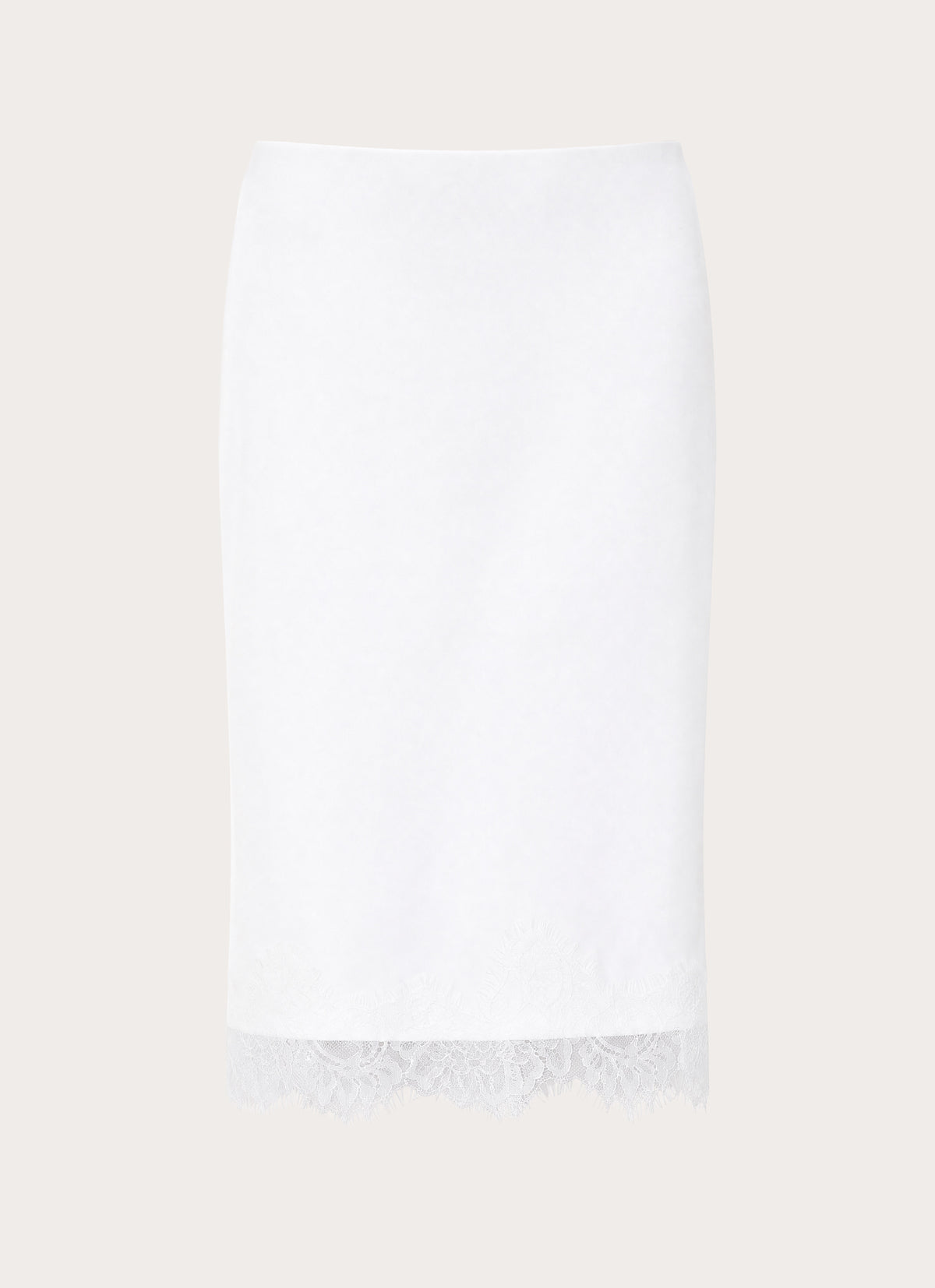 Argelia Lace Trim Midi Skirt - White