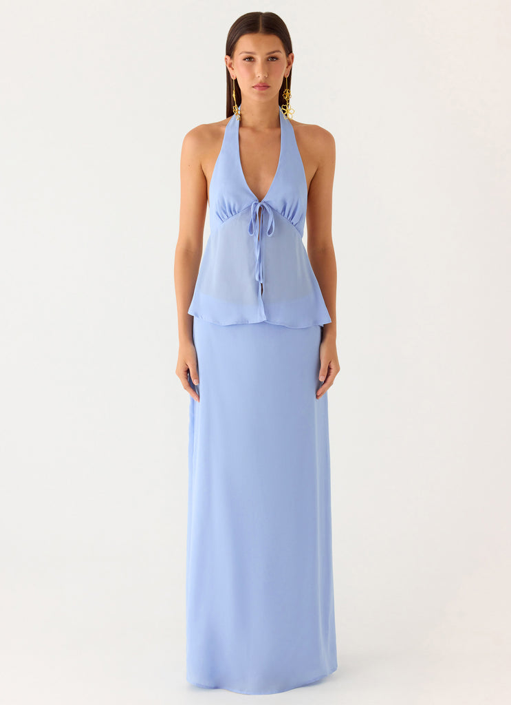 Ashlea Tie Front Top - Periwinkle