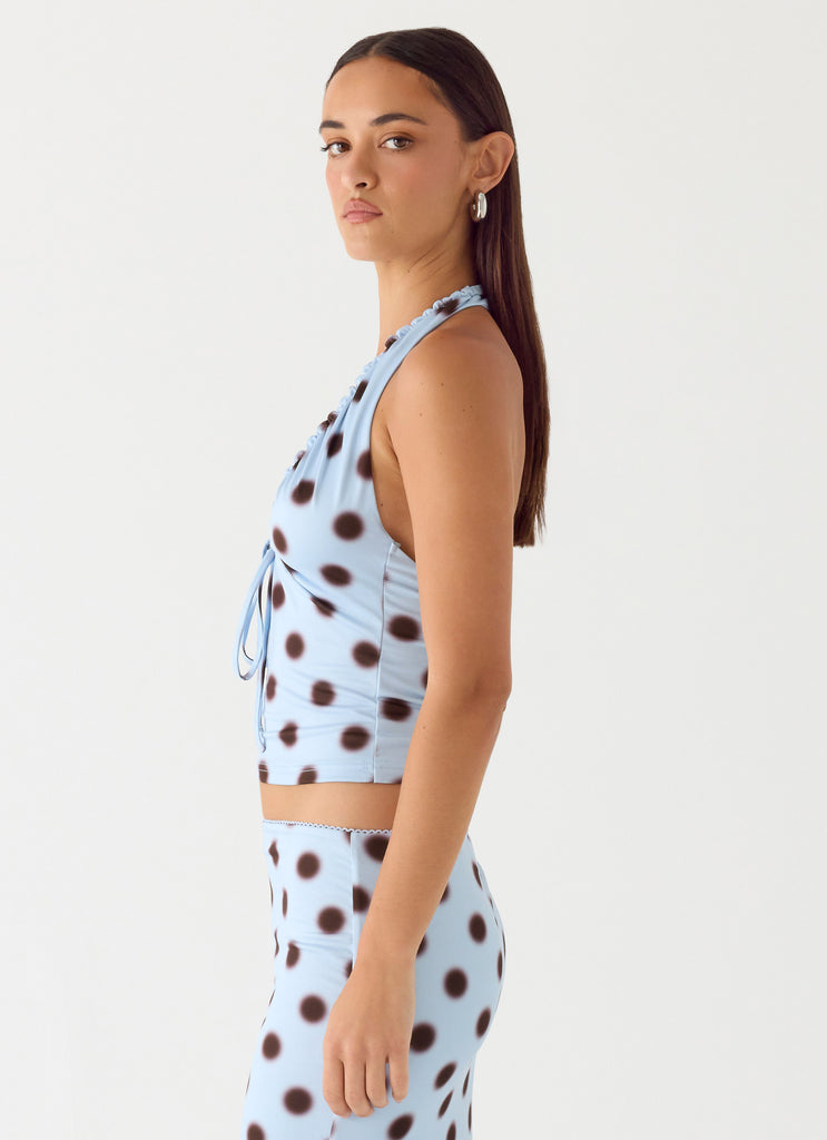 Ask You Twice Top - Blue Mocha Dot