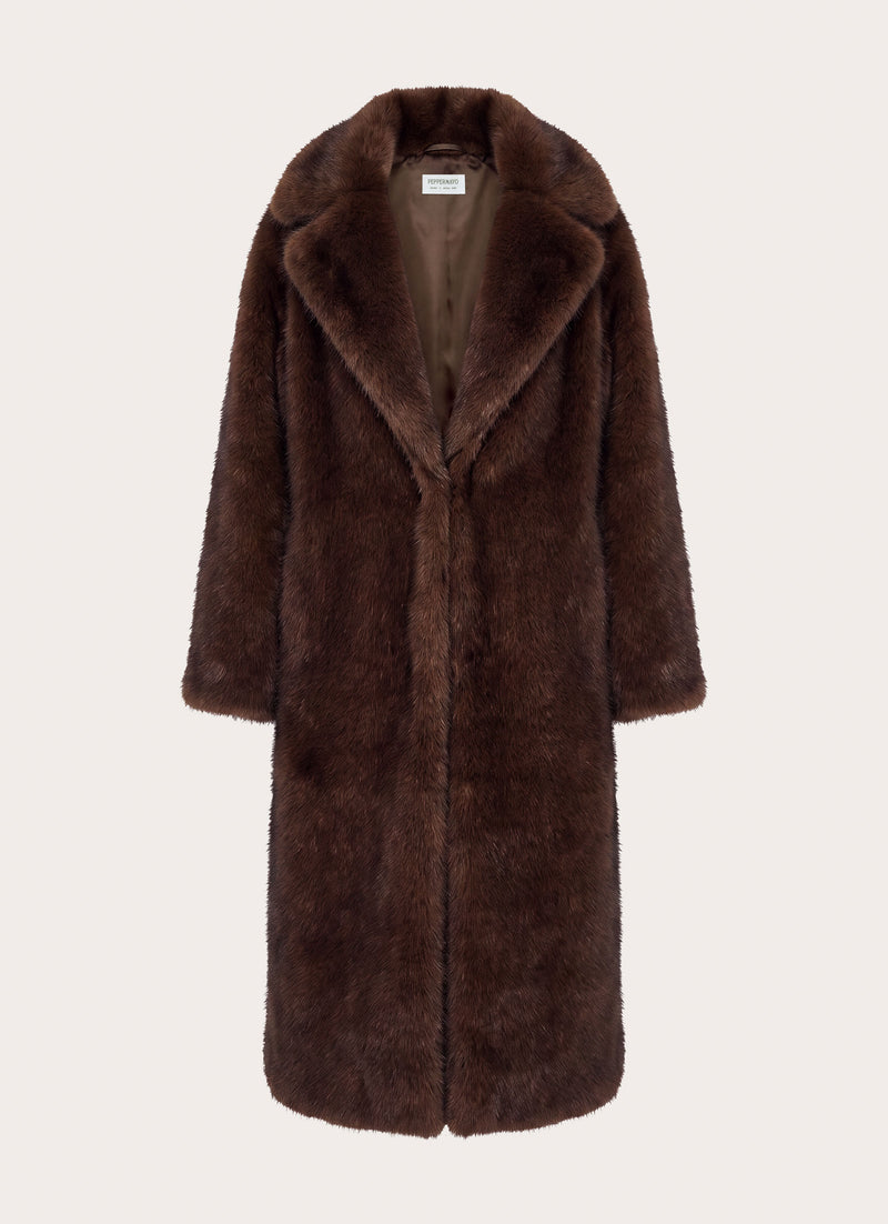Aspen Avenue Faux Fur Coat - Chocolate