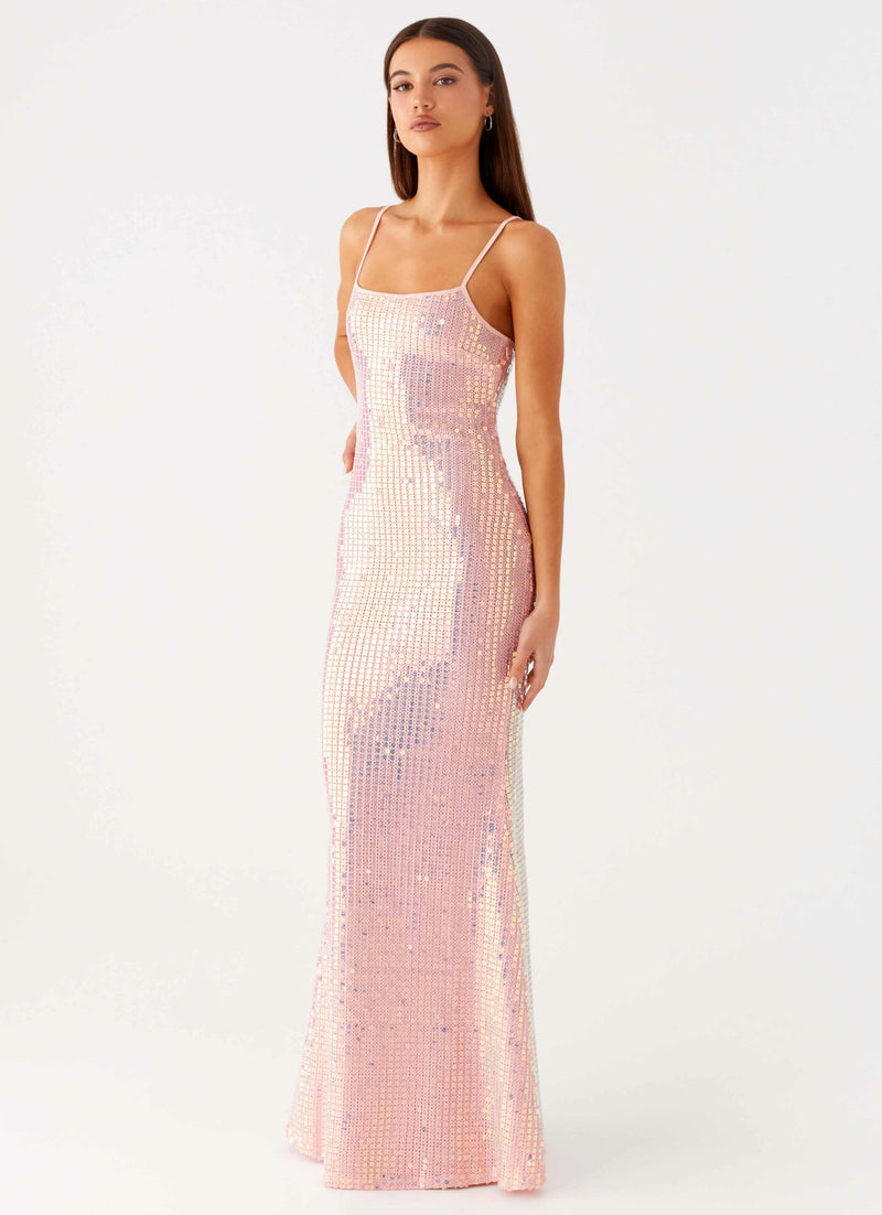 Attitude Knit Sequin Maxi Dress - Iridescent Pink