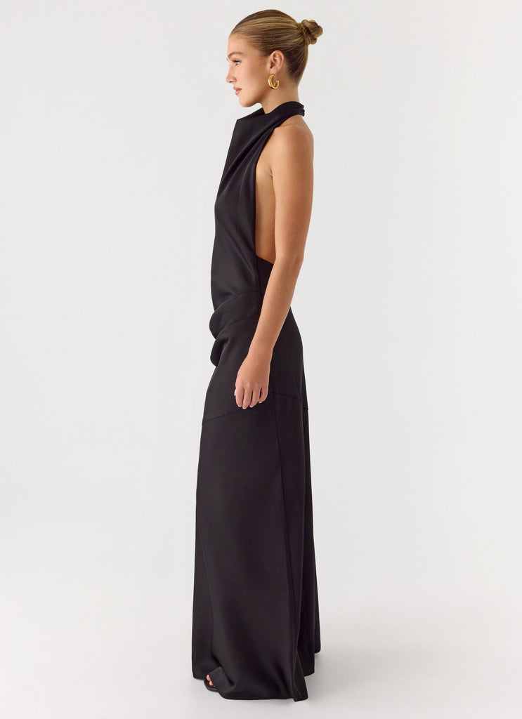 Back To Life Halter Maxi Dress - Black