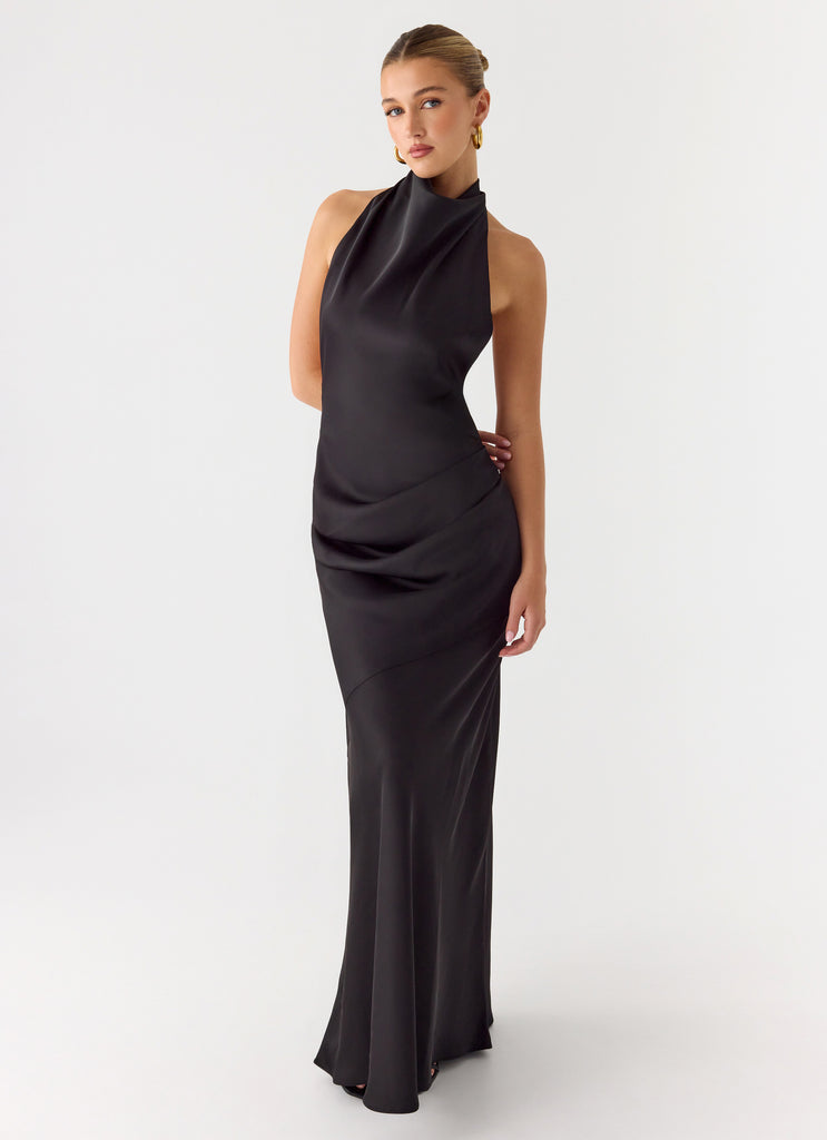 Back To Life Halter Maxi Dress - Black