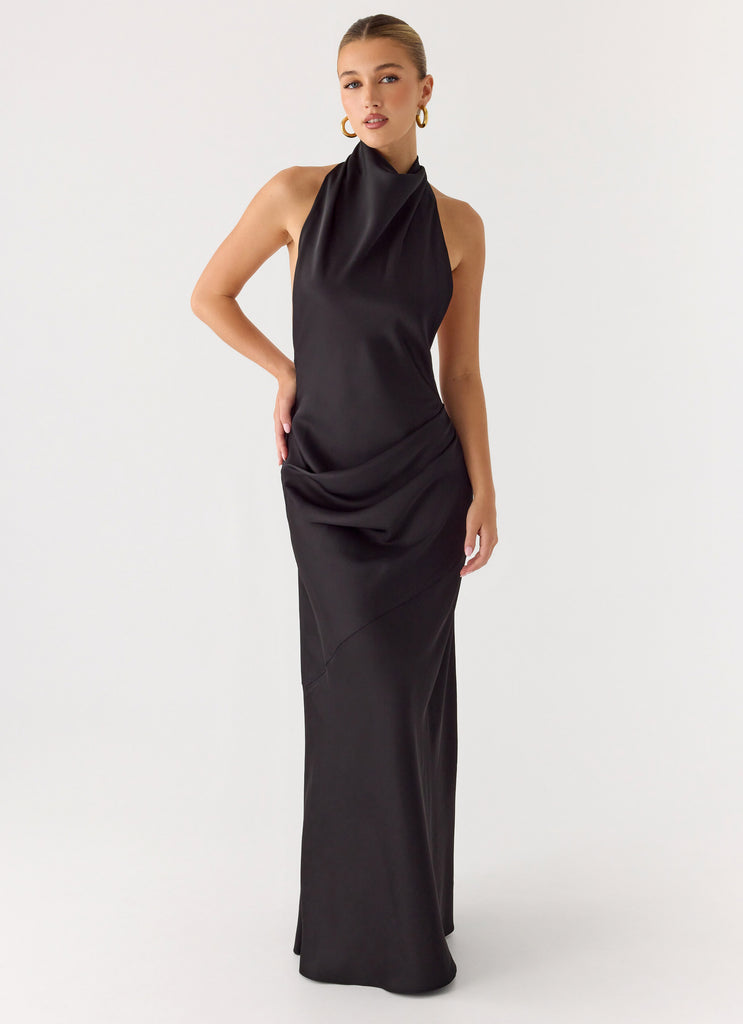 Back To Life Halter Maxi Dress - Black