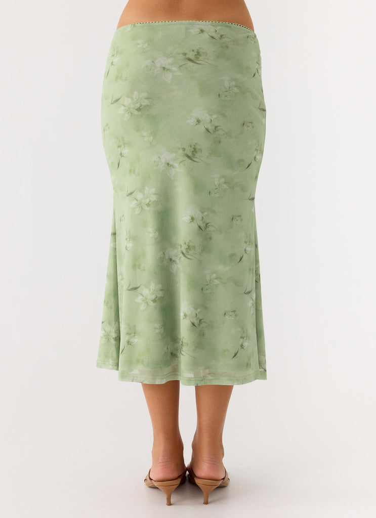 Bahama Low Rise Midi Skirt - Blurred Lime