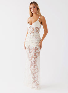 Womens Bare With Me Maxi Dress in the colour White in front of a light grey background