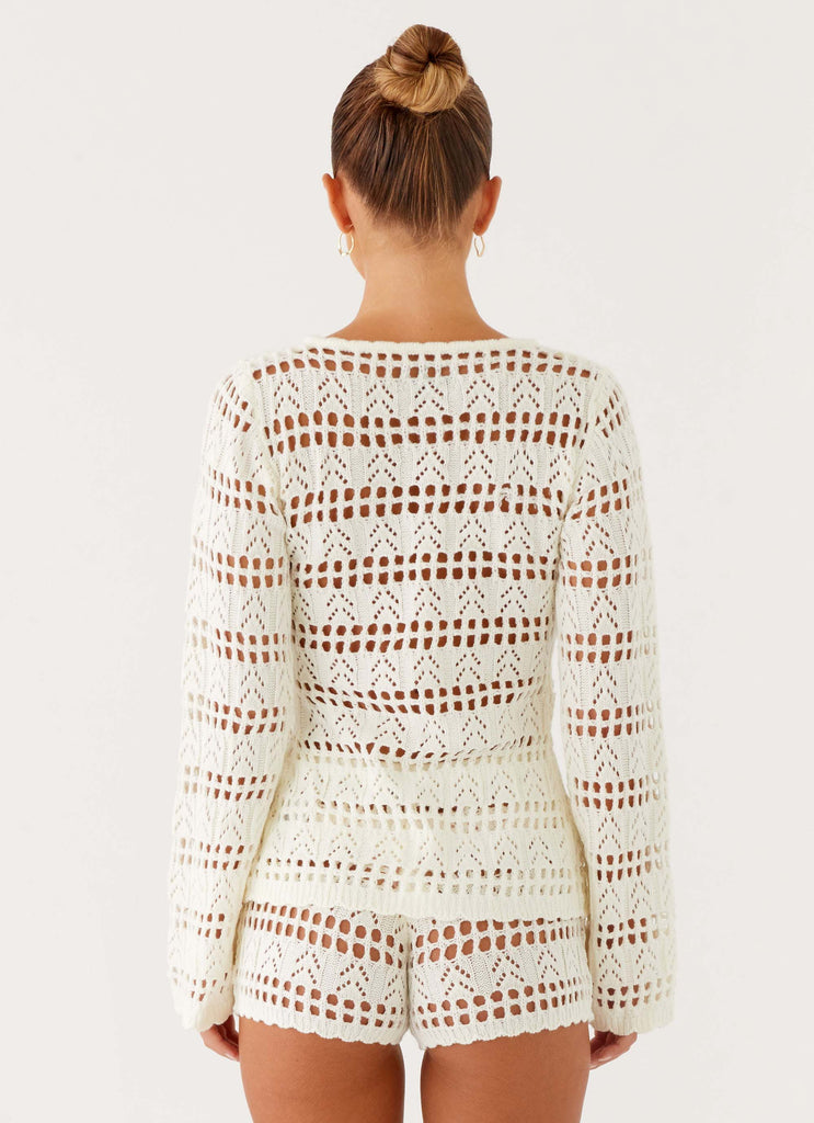 Baylock Crochet Long Sleeve Top White 3 Peppermayo