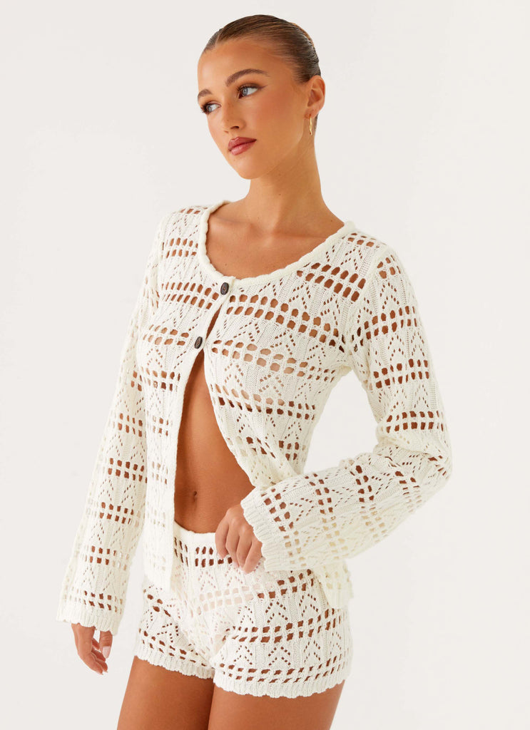 Baylock Crochet Long Sleeve Top White 5 Peppermayo