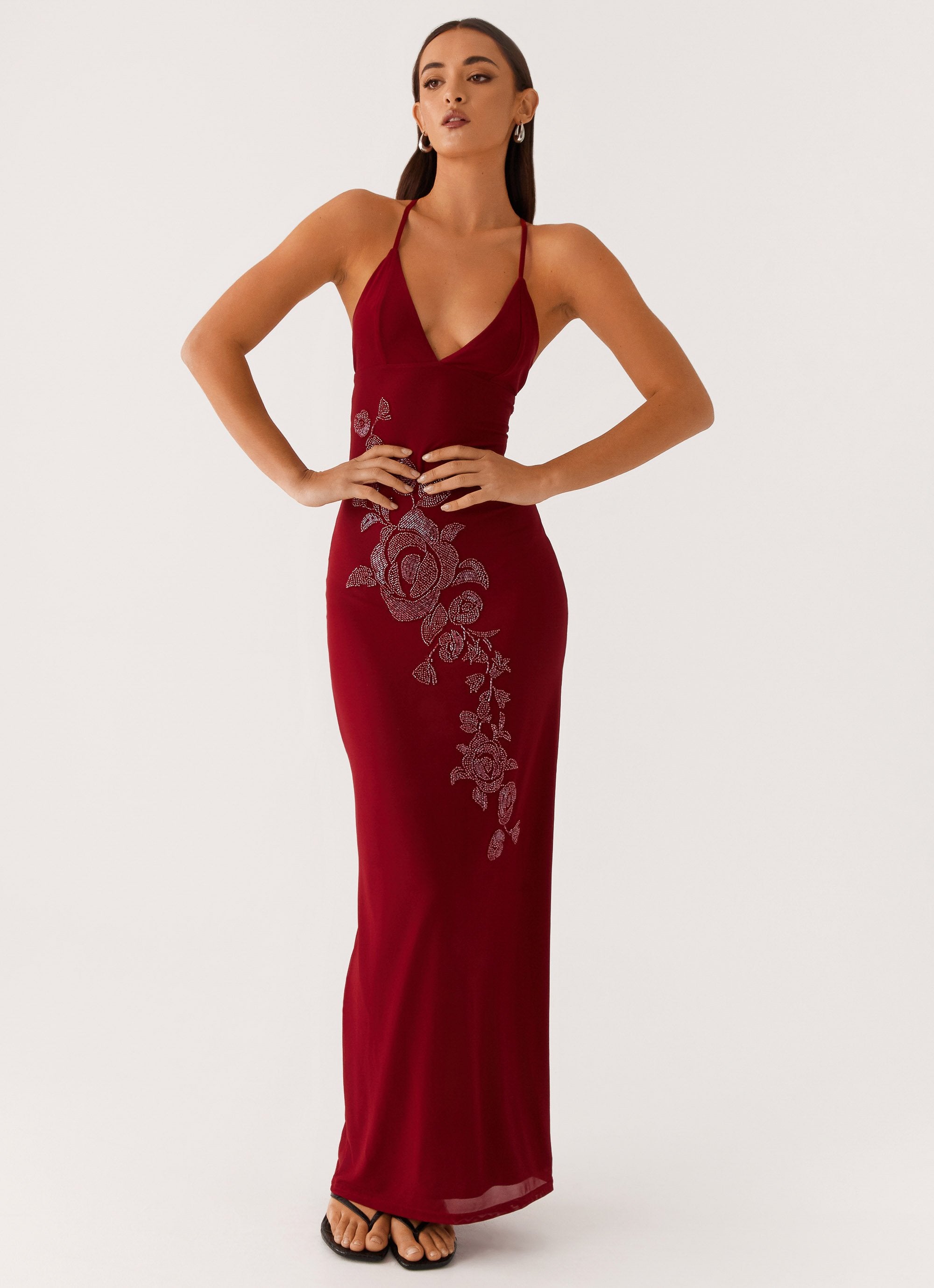 Beki Beaded Mesh Maxi Dress