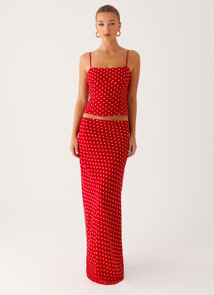 Bendita Maxi Skirt Red Polka Dot โ Peppermayo