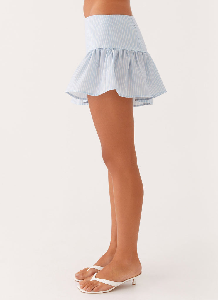 Bennett Mini Skirt - Blue White Stripe