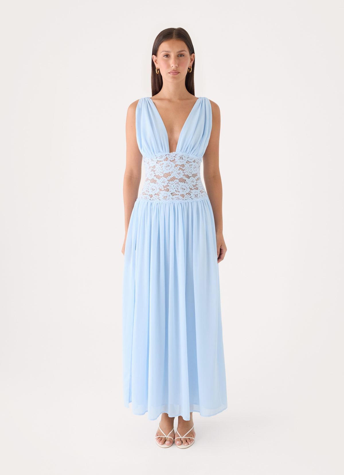 Berdine Lace Maxi Dress - Blue