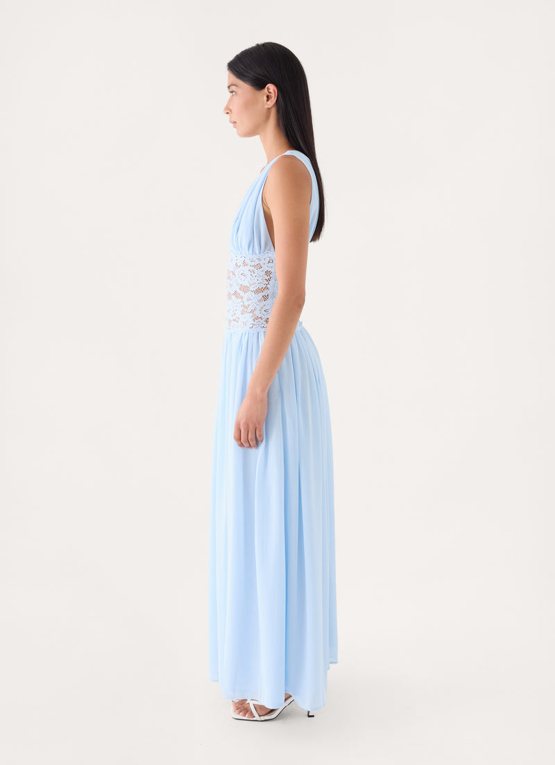 Berdine Lace Maxi Dress - Blue