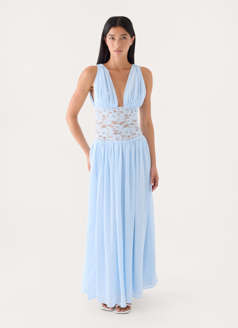 Berdine Lace Maxi Dress - Blue