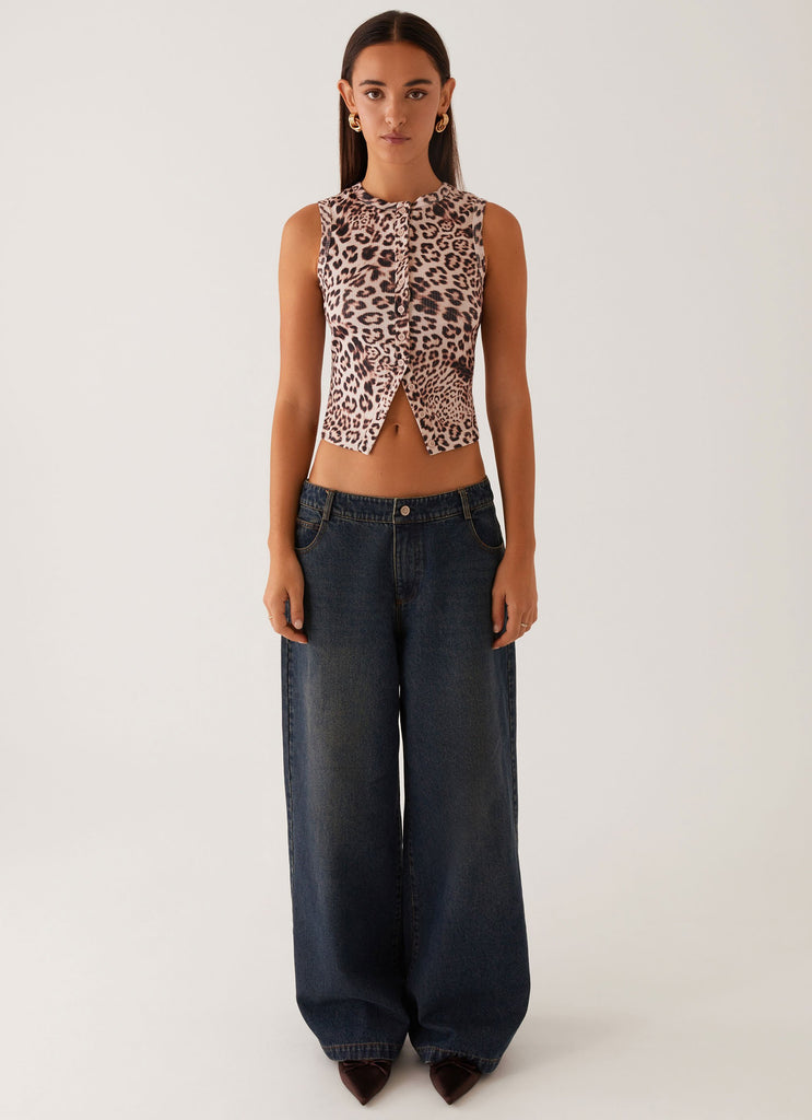 Blair Buttoned Tank Top - Leopard