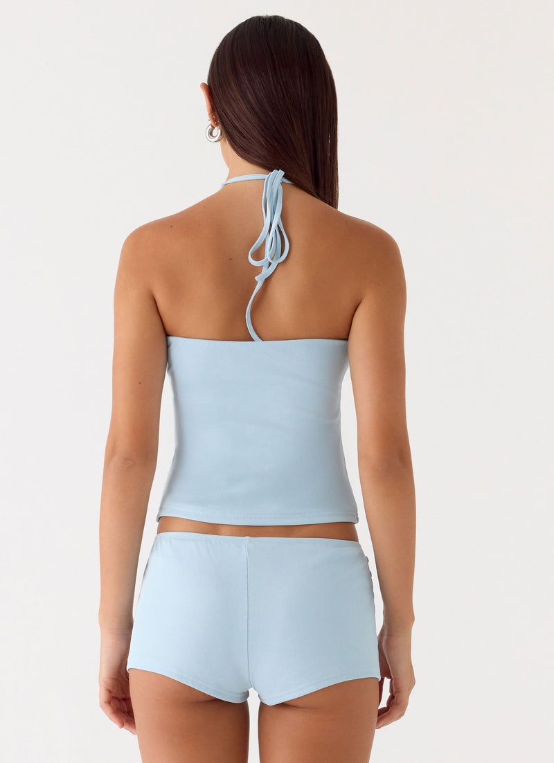 Bonita Button Top - Pale Blue