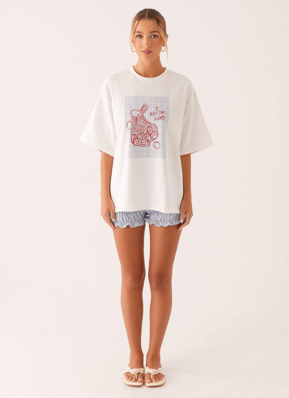 Born to Have Fun Oversized Graphic Tee - White
