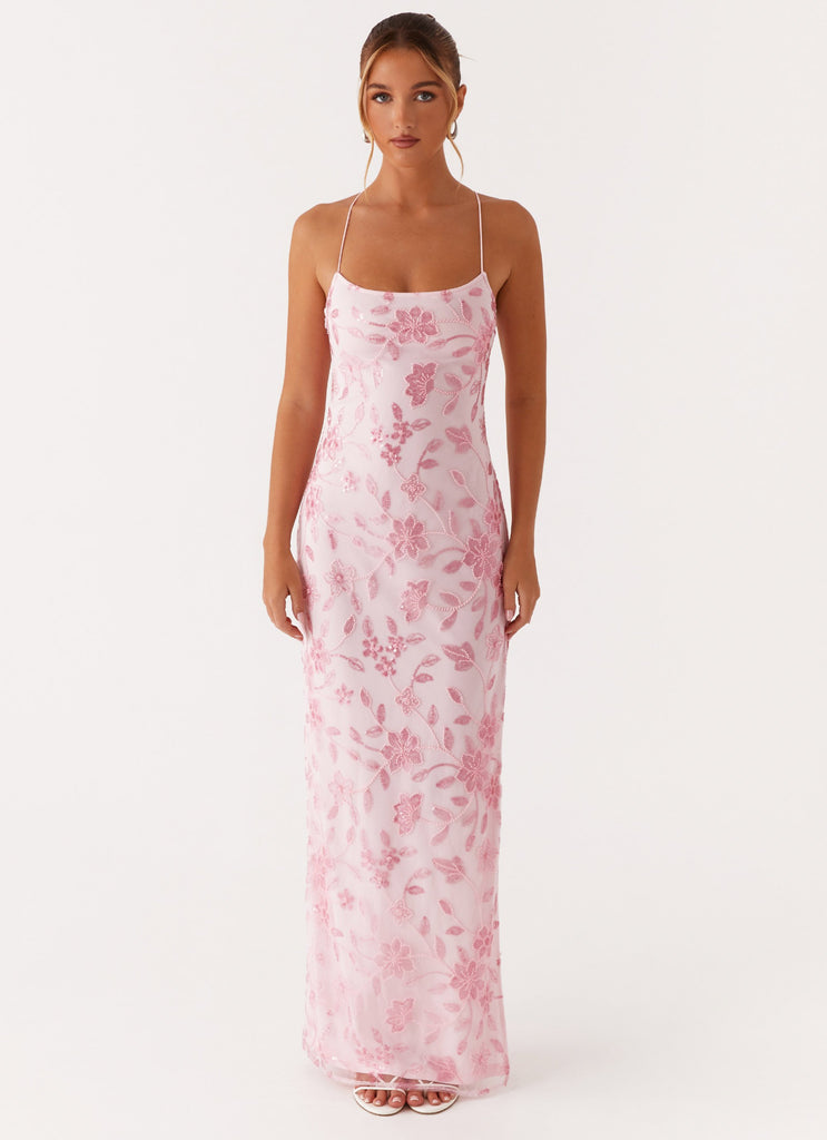 Bright Lights Beaded Maxi Dress - Pink