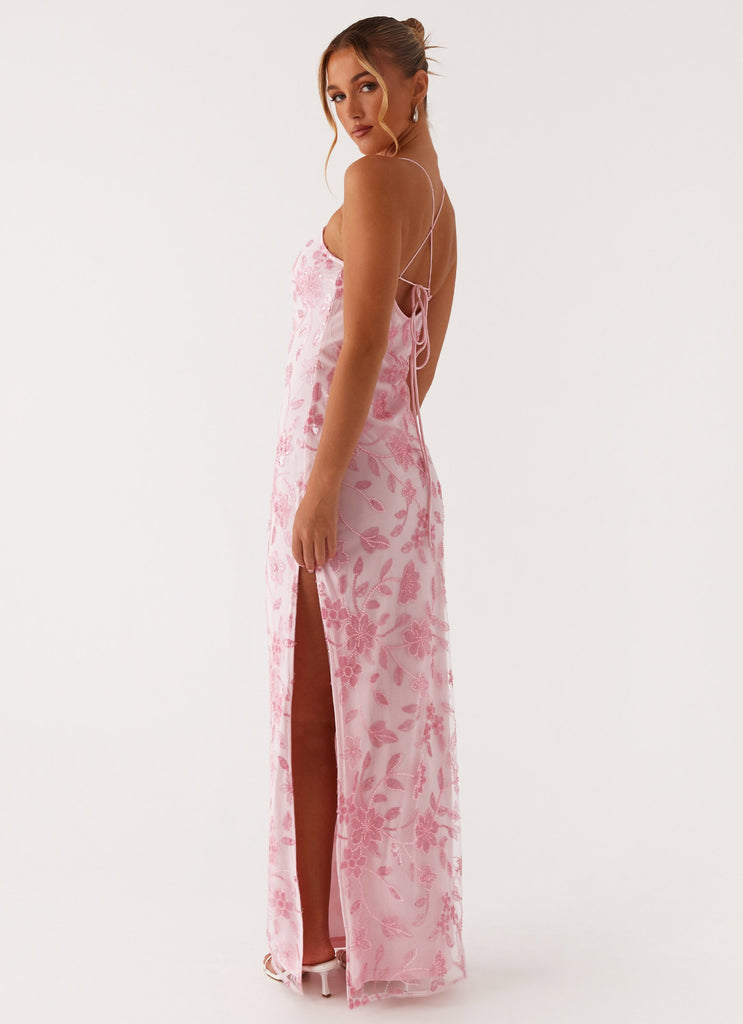 Bright Lights Beaded Maxi Dress - Pink