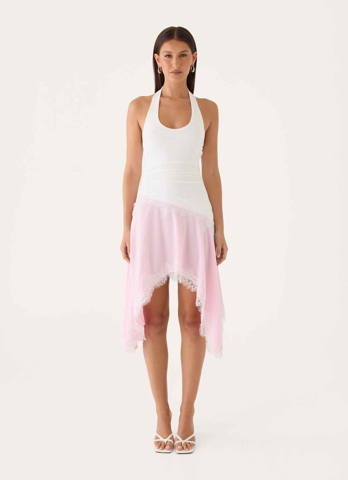 Brionee Midi Dress - White Pink