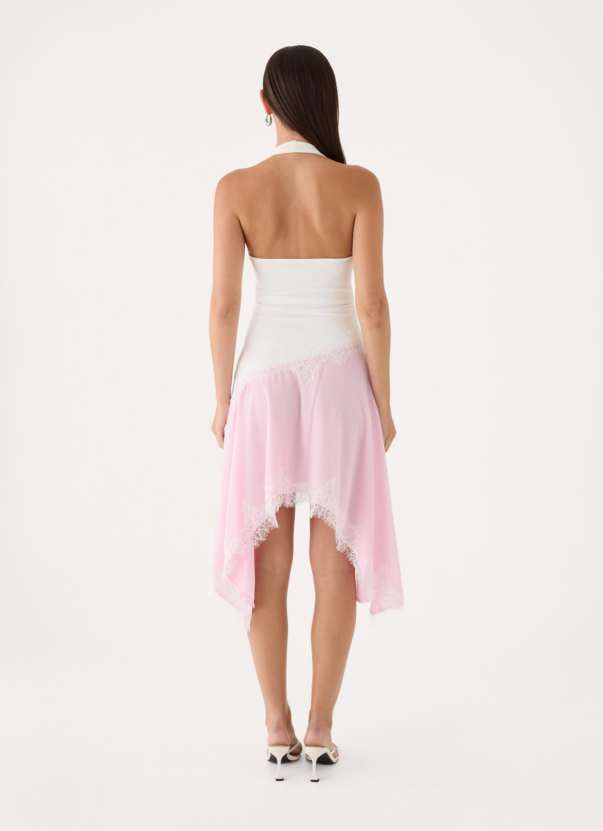 Brionee Midi Dress - White Pink