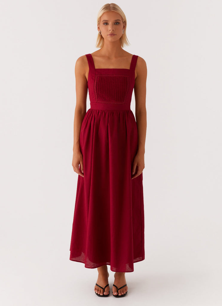 Brylin Linen Midi Dress - Red