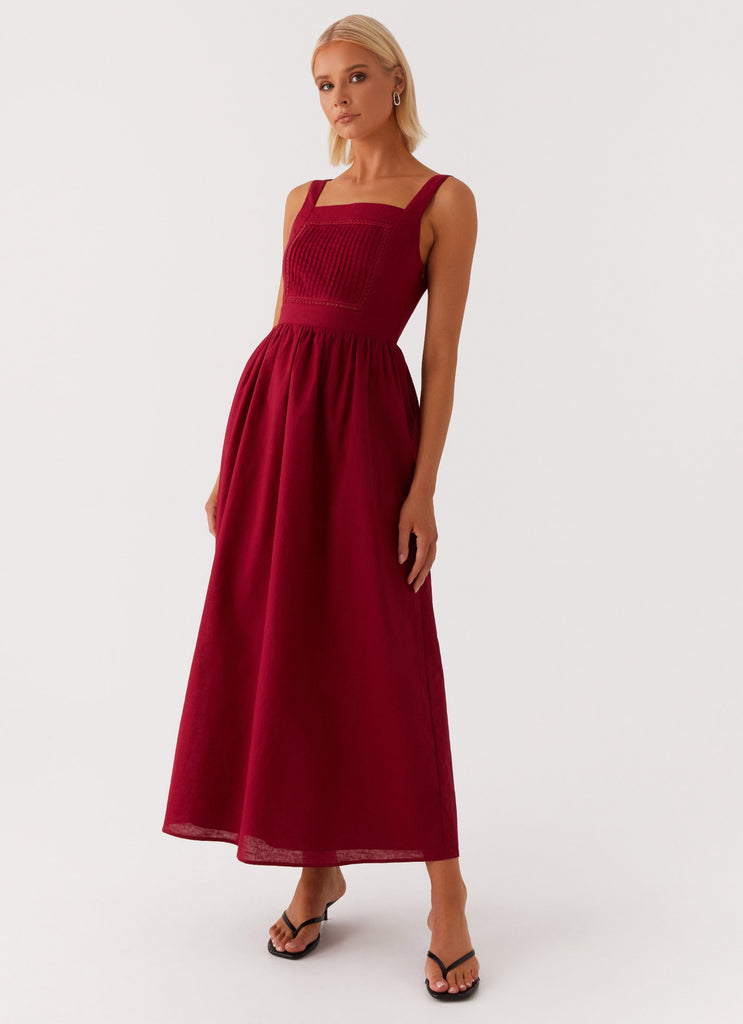 Brylin Linen Midi Dress - Red