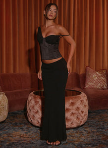 Canyon Chiffon Maxi Skirt - Black