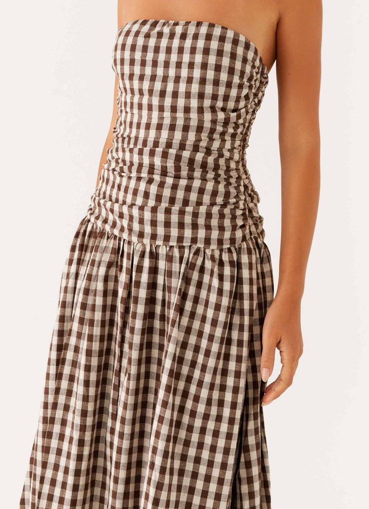 Carmel Maxi Dress - Brown Gingham